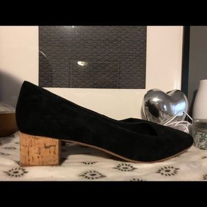 Miista black cork heels, size 7